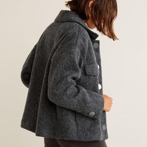 Mango Dark Grey Wool Buttoned Short Coat Jacket